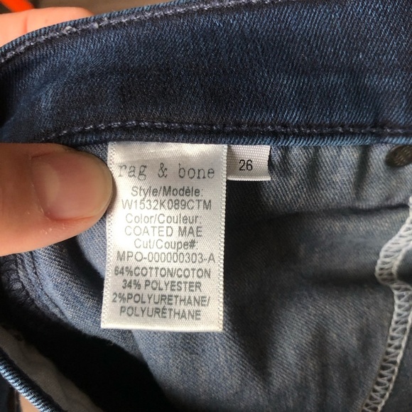 Rag & Bone High Rise Skinny Jeans Size 26 Coated Mae Dark Wash - Picture 10 of 10